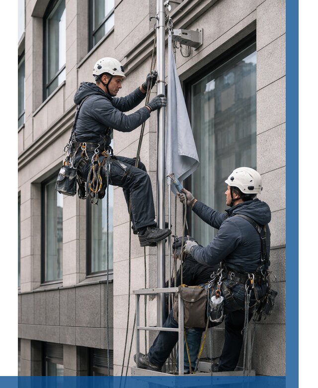 Установка флагов на фасаде в Острогожске от 4694 р. | ВЫСОТНИК-Стг