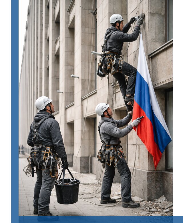 Профессиональная установка флагов на фасаде в Острогожске