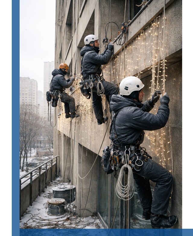 Монтаж новогодней иллюминации и украшение фасадов в Острогожске