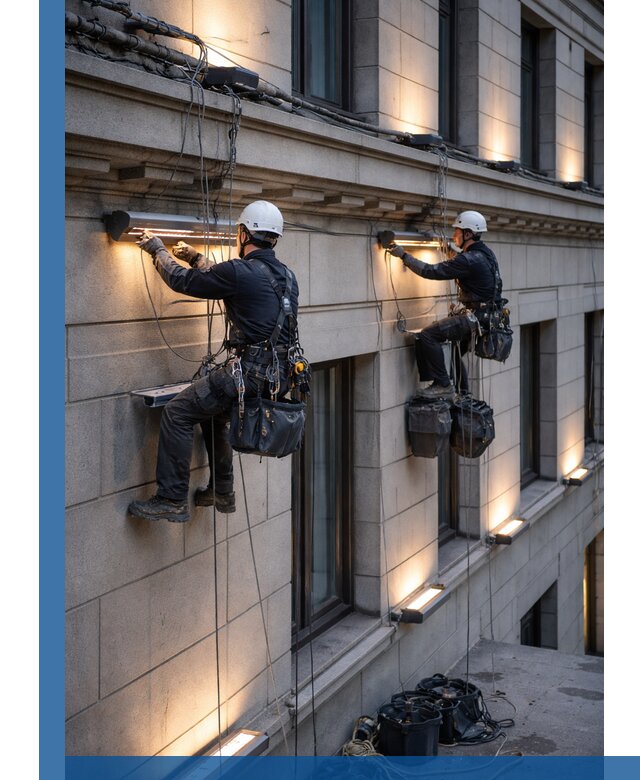 Монтаж архитектурной подсветки фасадов зданий в Острогожске