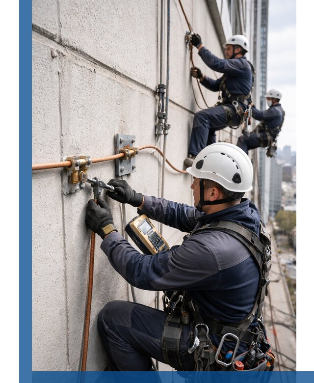 Монтаж системы заземления здания и молниезащиты в Острогожске