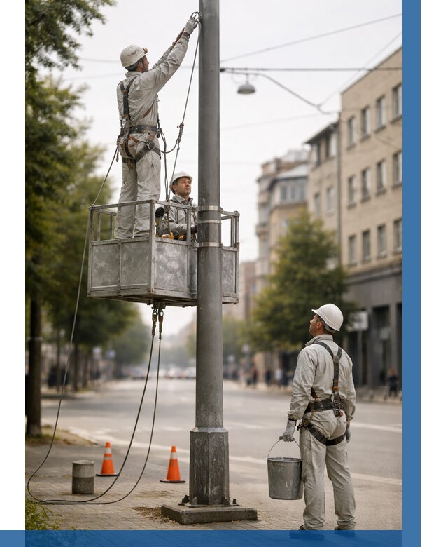 Покраска опор освещения в Острогожске от 5216 р. | ВЫСОТНИК-Стг