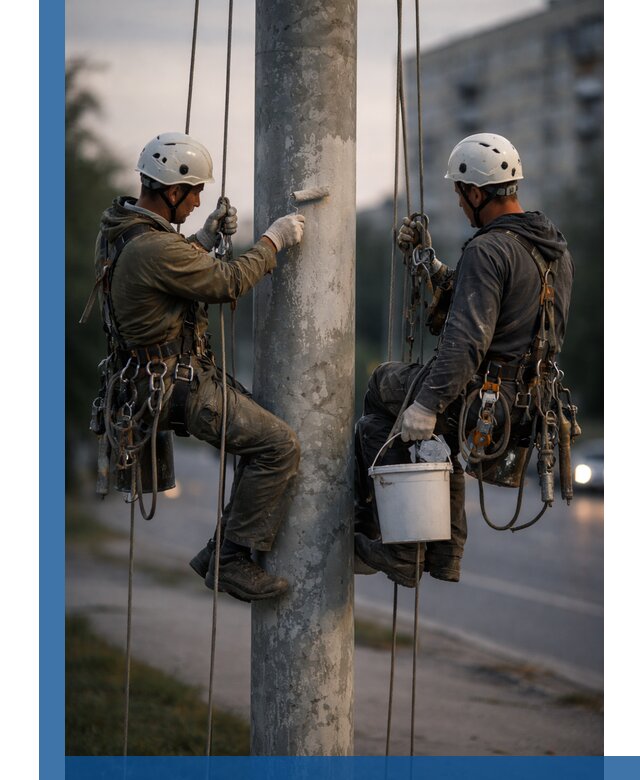 Покраска опор освещения и антикоррозийная защита в Острогожске