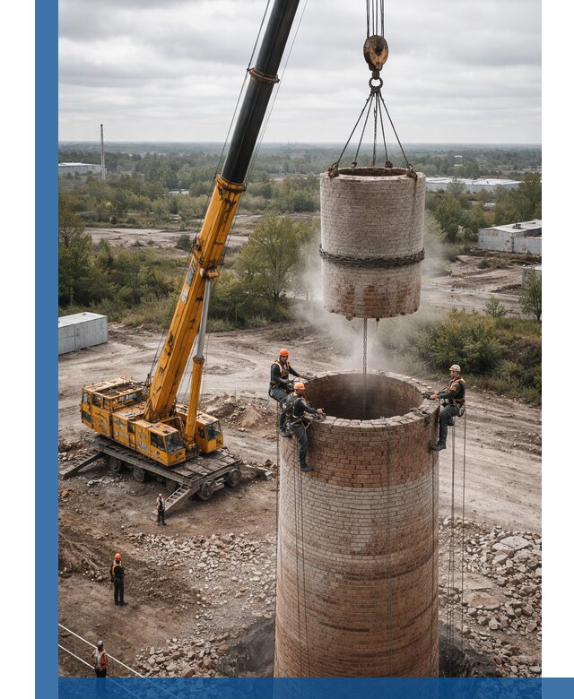 Демонтаж дымовой трубы в Острогожске с гарантиями безопасности