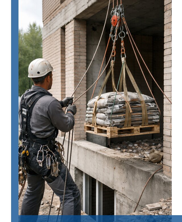 Подъем материалов на этаж веревками в Острогожске оперативно