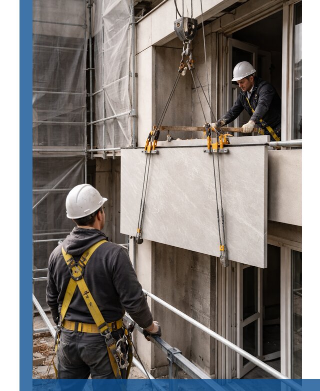 Подъем керамогранита на этаж в Острогожске грузчиками и техникой