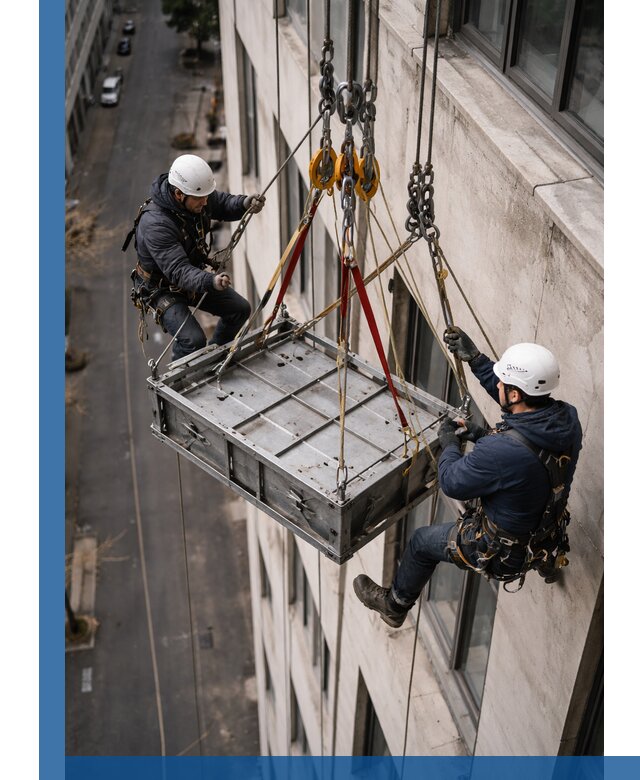 Спуск и подъем грузов по фасаду в Острогожске для зданий