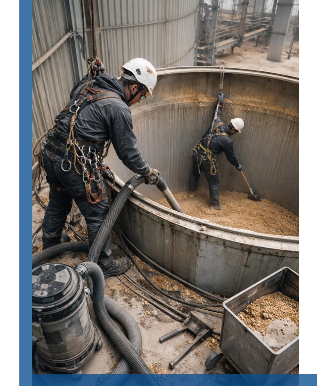 Профессиональная чистка зерновых бункеров в Острогожске с выездом