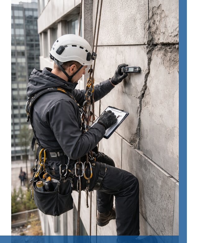 Обследование фасада альпинистами в Острогожске от 125 р. | ВЫСОТНИК-Стг