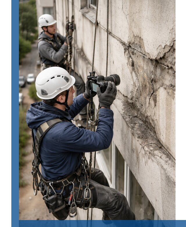 Фотофиксация дефектов фасада с высотной съемкой в Острогожске