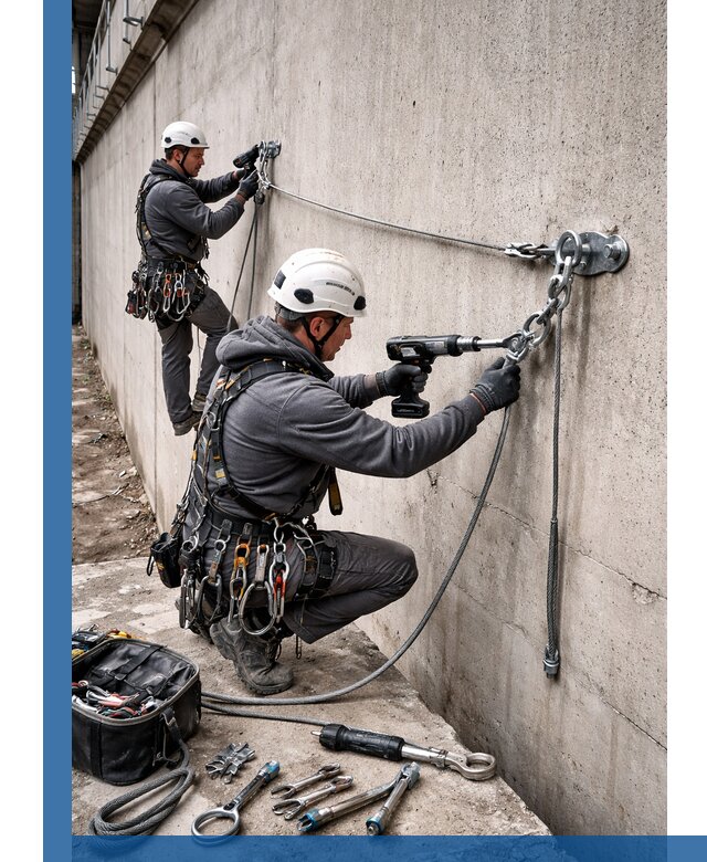 Монтаж анкерных линий высотной безопасности в Острогожске