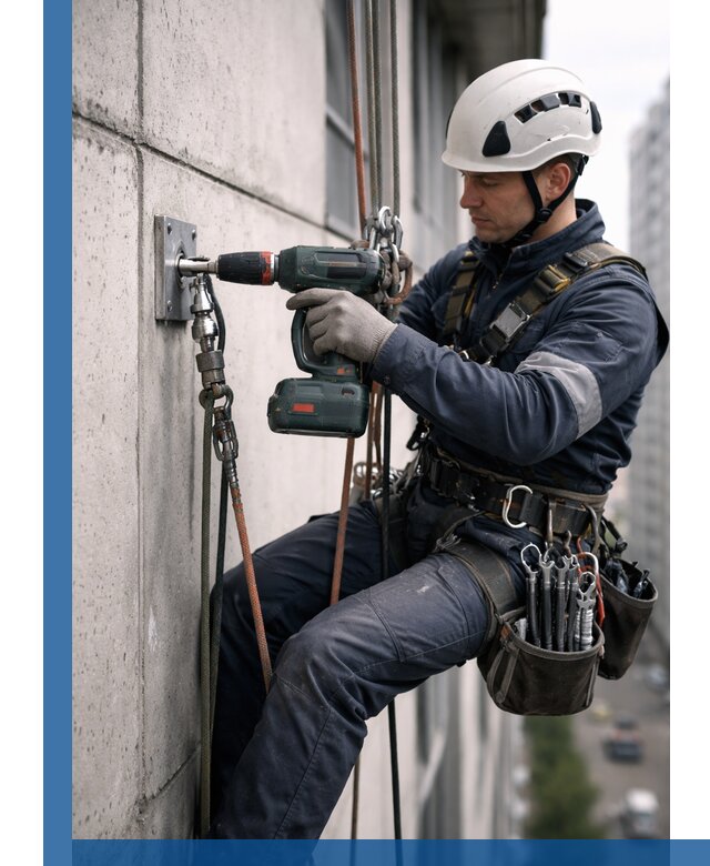 Установка анкерных точек для высотных работ в Острогожске