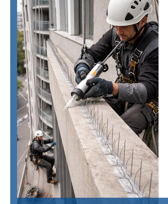 Установка шипов от птиц на фасадах и кровлях в Острогожске